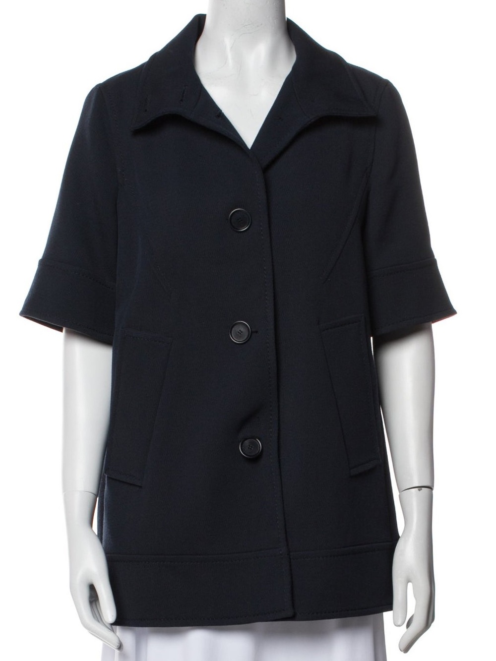 Akris Punto Navy Short Sleeve Womens Coat Jacket Size 10